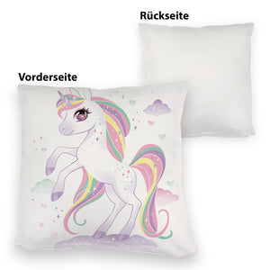 Einhorn Kissen mit Spruch Magisch wild und frei