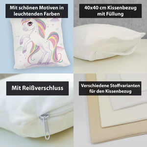 Einhorn Kissen mit Spruch Magisch wild und frei