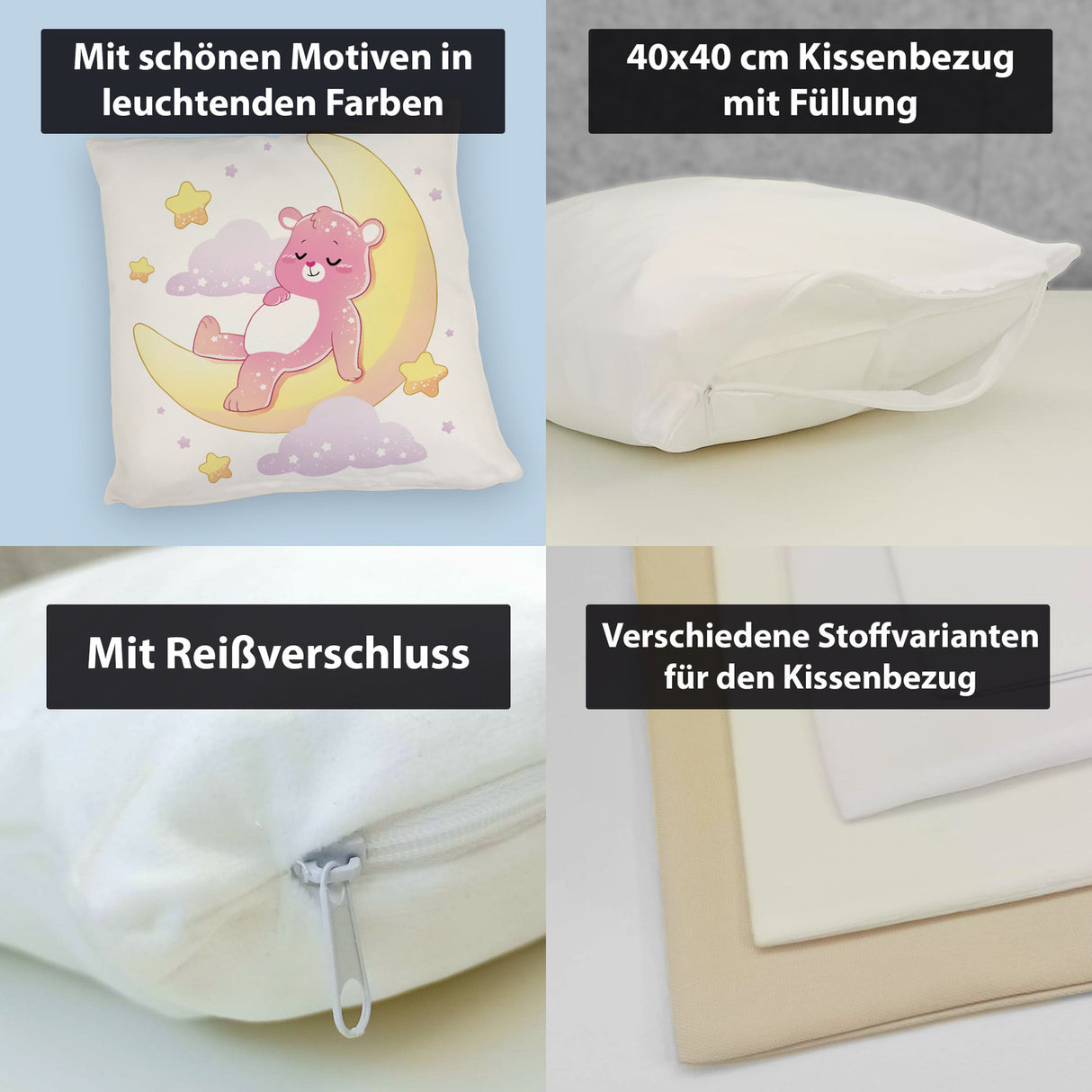 Schlafender Bär im Mond Kissen