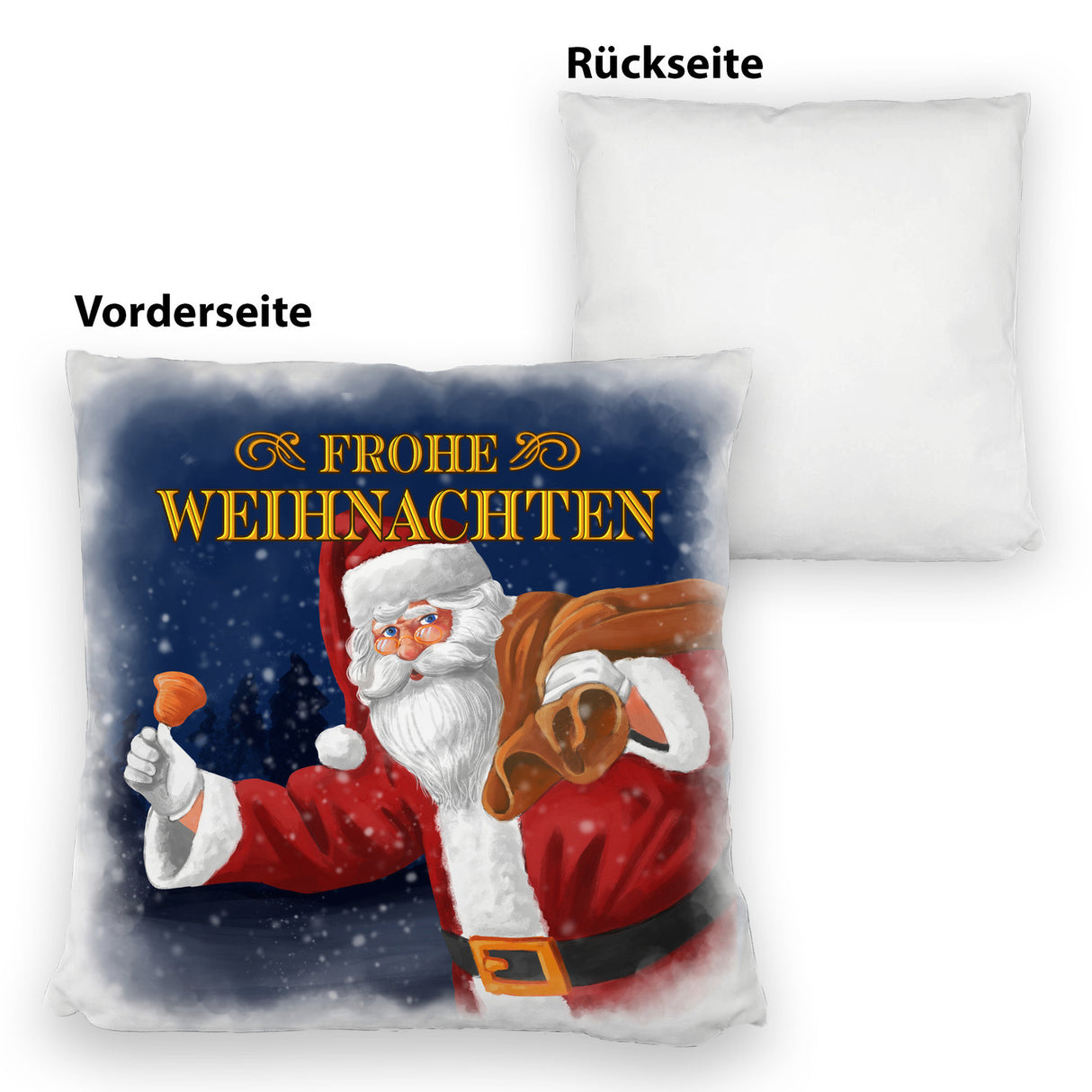Traditioneller Weihnachtsmann Kissen mit Spruch Frohe Weihnachten