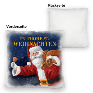 Traditioneller Weihnachtsmann Kissen mit Spruch Frohe Weihnachten