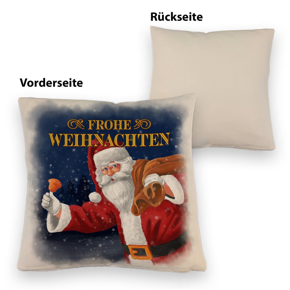 Traditioneller Weihnachtsmann Kissen mit Spruch Frohe Weihnachten