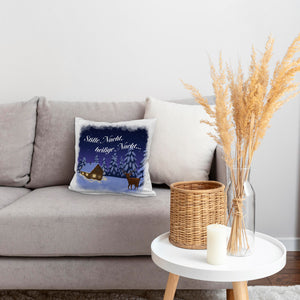 Winterlandschaft mit Hirsch Kissen mit Spruch Stille Nacht heilige Nacht
