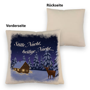 Winterlandschaft mit Hirsch Kissen mit Spruch Stille Nacht heilige Nacht