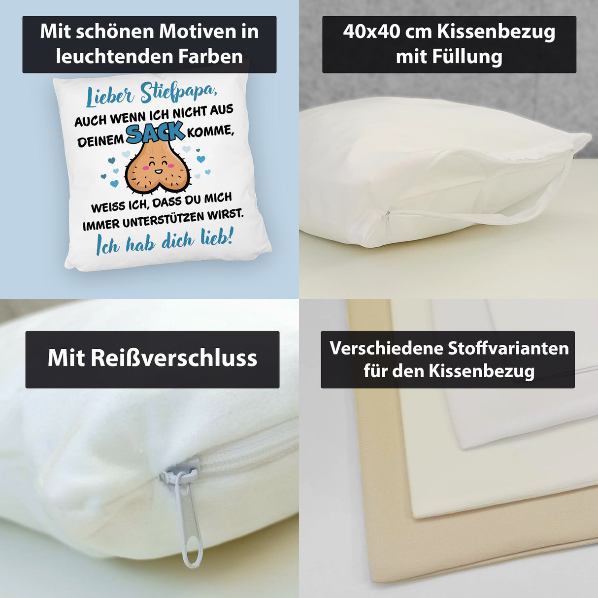 Stiefpapa ich hab dich lieb Kissen mit Spruch