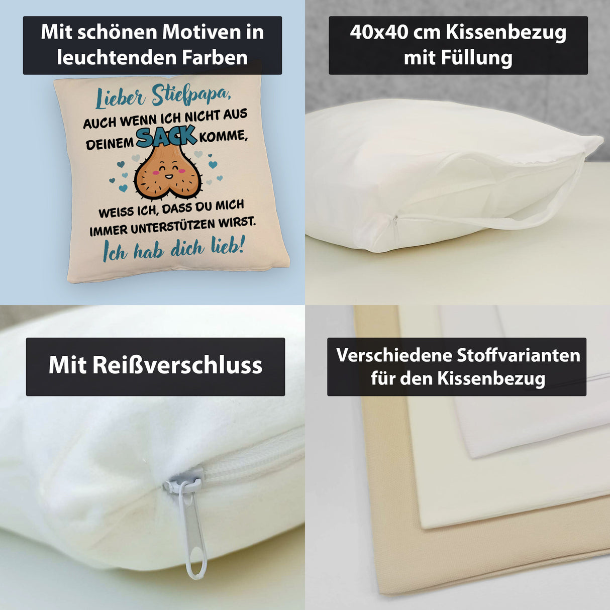 Stiefpapa ich hab dich lieb Kissen mit Spruch