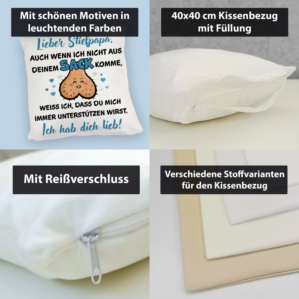 Stiefpapa ich hab dich lieb Kissen mit Spruch