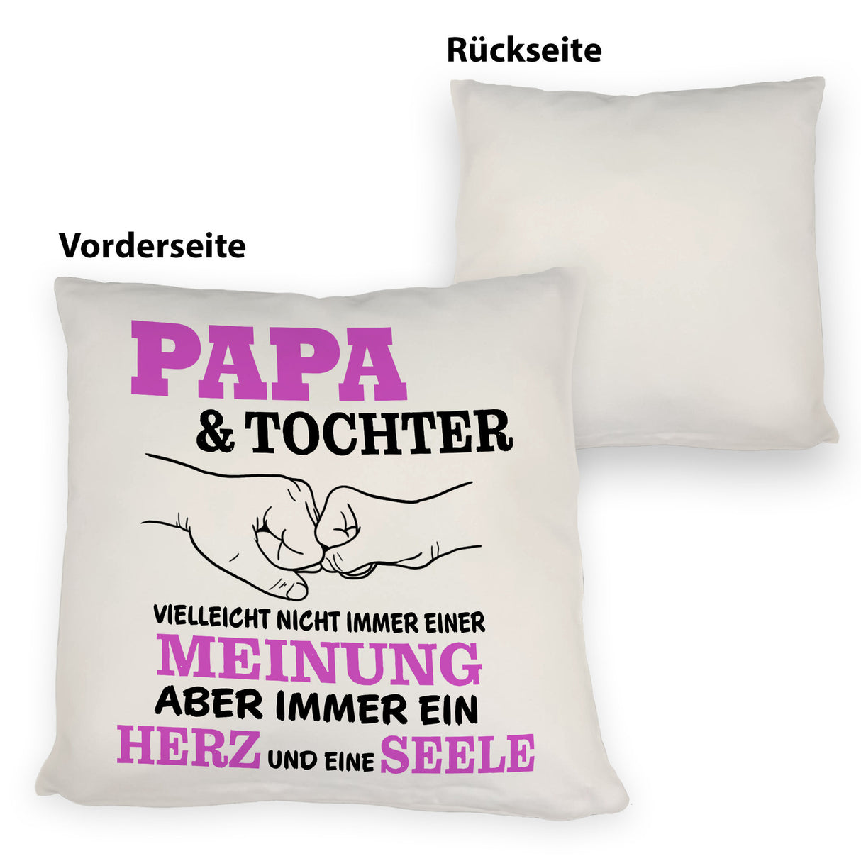 Papa & Tochter Kissen in lila mit Spruch Ein Herz und eine Seele