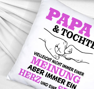 Papa & Tochter Kissen in lila mit Spruch Ein Herz und eine Seele