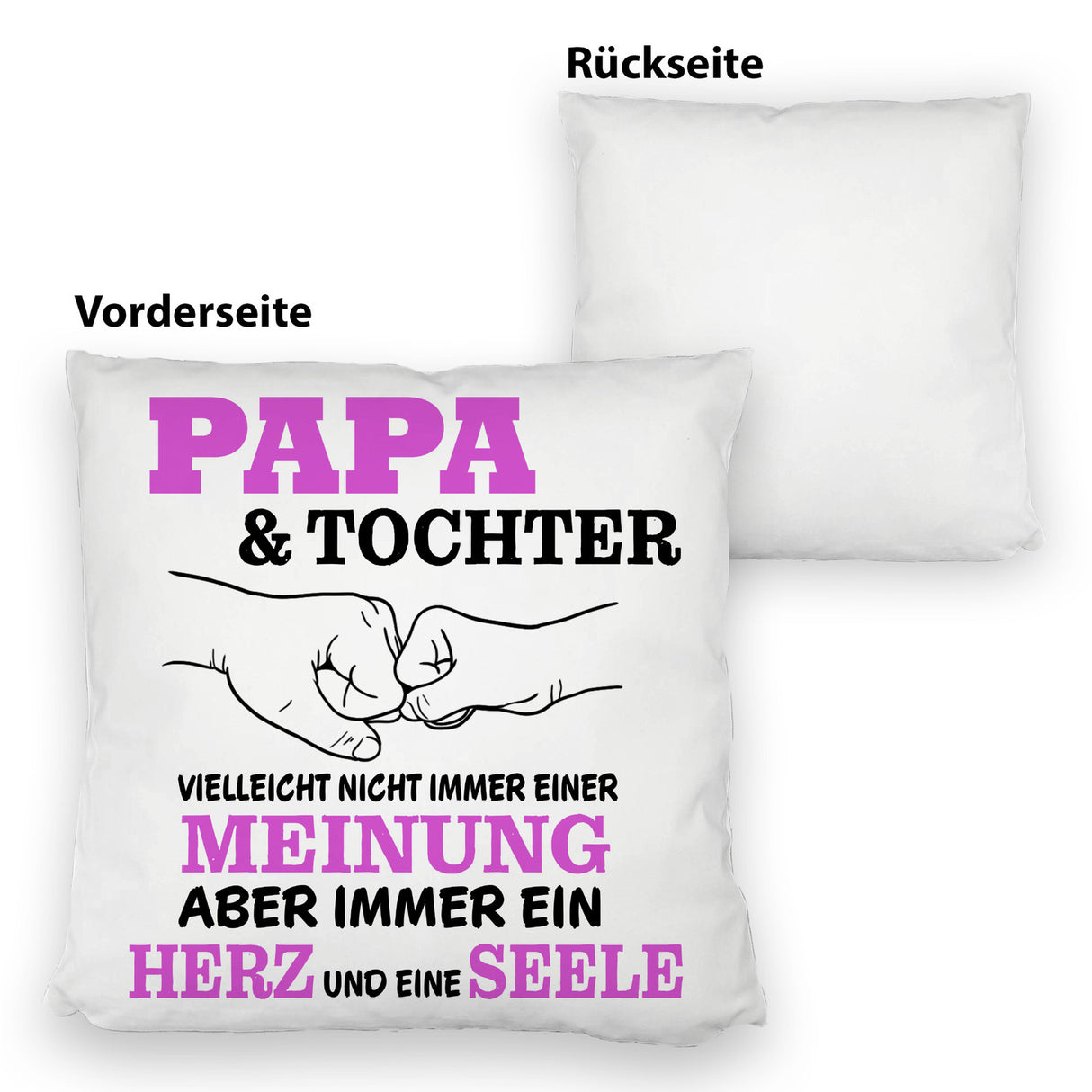 Papa & Tochter Kissen in lila mit Spruch Ein Herz und eine Seele