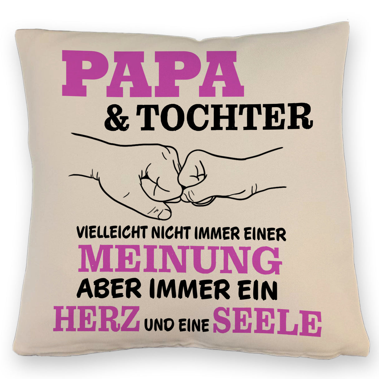 Papa & Tochter Kissen in lila mit Spruch Ein Herz und eine Seele