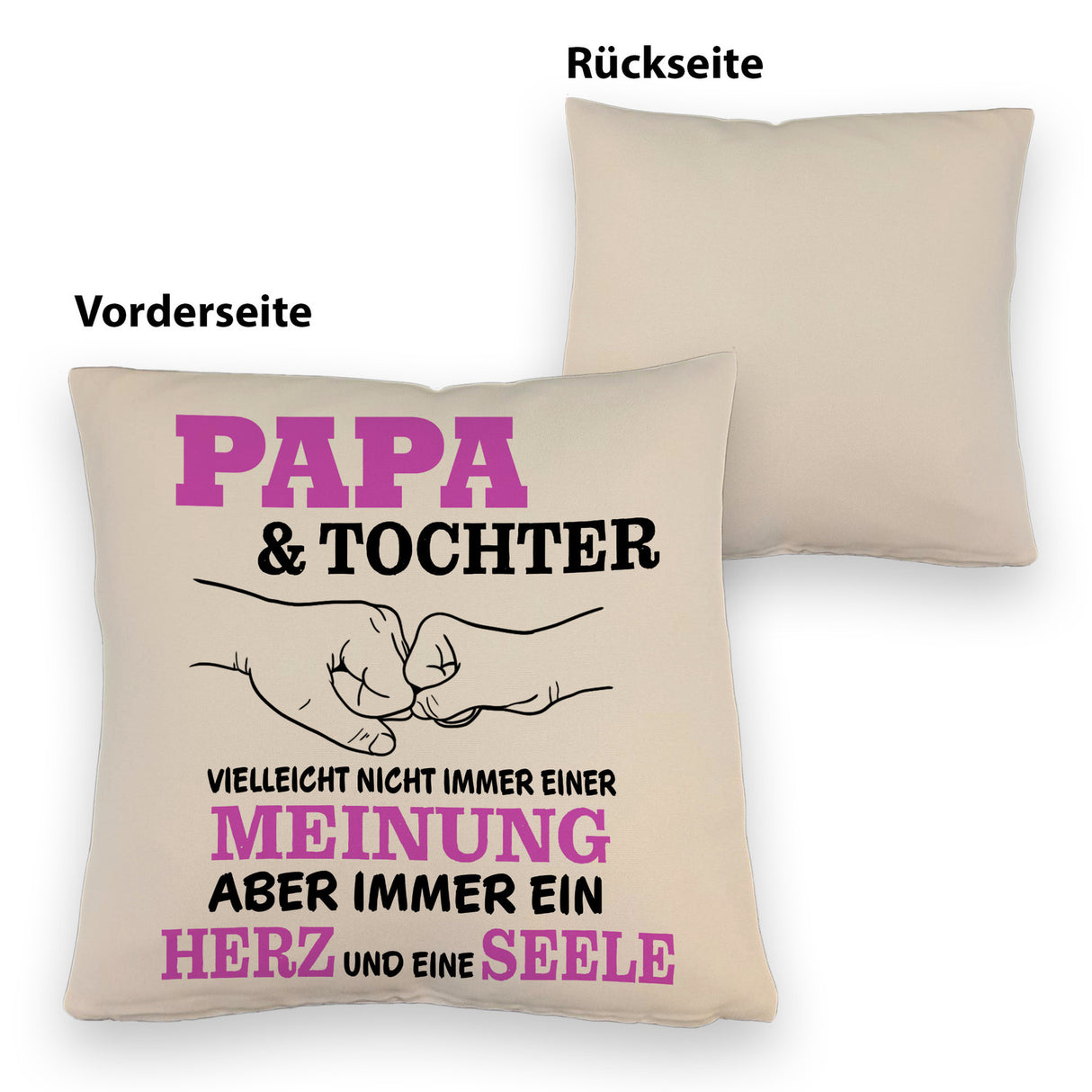 Papa & Tochter Kissen in lila mit Spruch Ein Herz und eine Seele