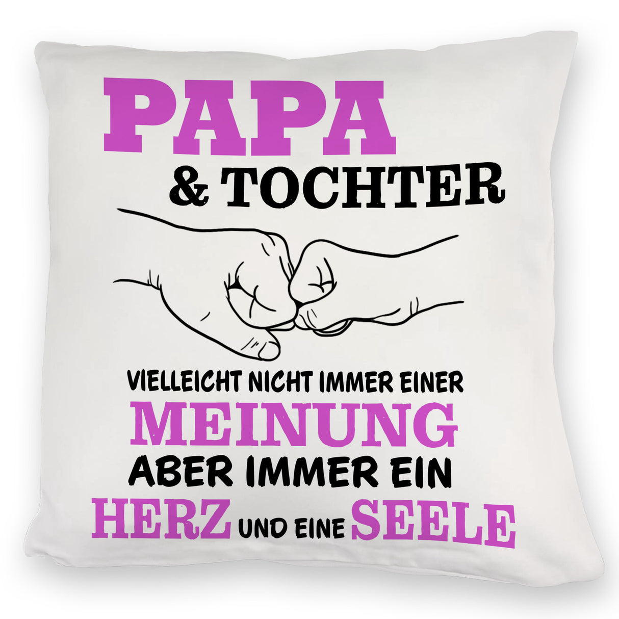Papa & Tochter Kissen in lila mit Spruch Ein Herz und eine Seele