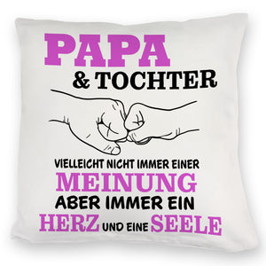 Papa & Tochter Kissen in lila mit Spruch Ein Herz und eine Seele
