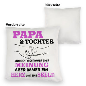 Papa & Tochter Kissen in lila mit Spruch Ein Herz und eine Seele