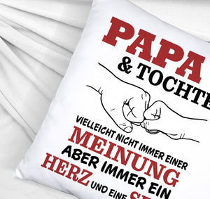 Papa & Tochter Kissen in lila mit Spruch Ein Herz und eine Seele