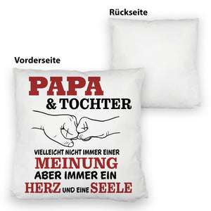 Papa & Tochter Kissen in lila mit Spruch Ein Herz und eine Seele