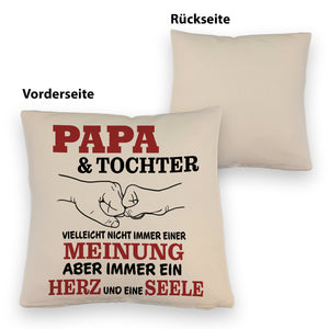 Papa & Tochter Kissen in lila mit Spruch Ein Herz und eine Seele