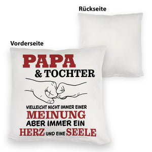 Papa & Tochter Kissen in lila mit Spruch Ein Herz und eine Seele
