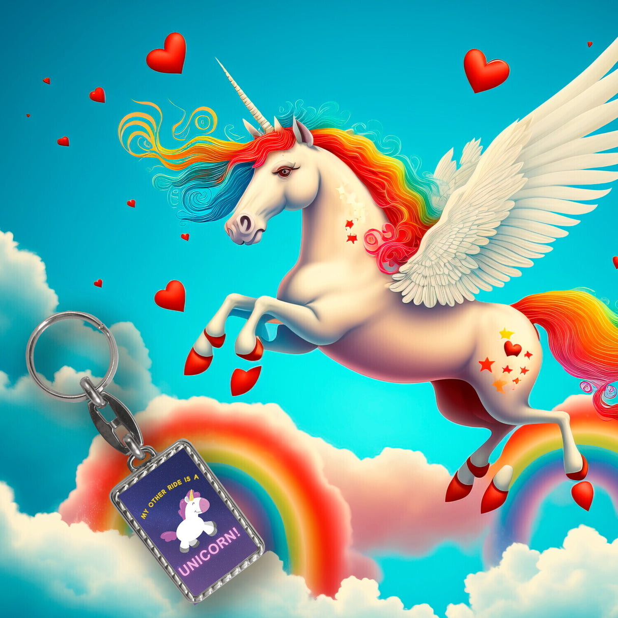 My other ride is a unicorn Einhorn Schlüsselanhänger