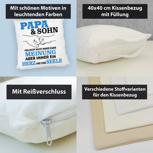 Papa & Sohn Kissen mit Spruch Ein Herz und eine Seele