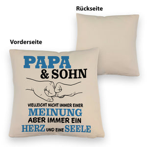 Papa & Sohn Kissen mit Spruch Ein Herz und eine Seele