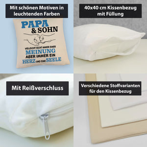 Papa & Sohn Kissen mit Spruch Ein Herz und eine Seele