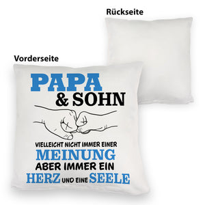 Papa & Sohn Kissen mit Spruch Ein Herz und eine Seele