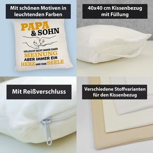 Papa & Sohn Kissen mit Spruch Ein Herz und eine Seele