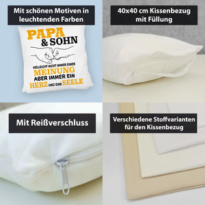 Papa & Sohn Kissen mit Spruch Ein Herz und eine Seele