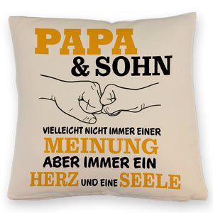 Papa & Sohn Kissen mit Spruch Ein Herz und eine Seele