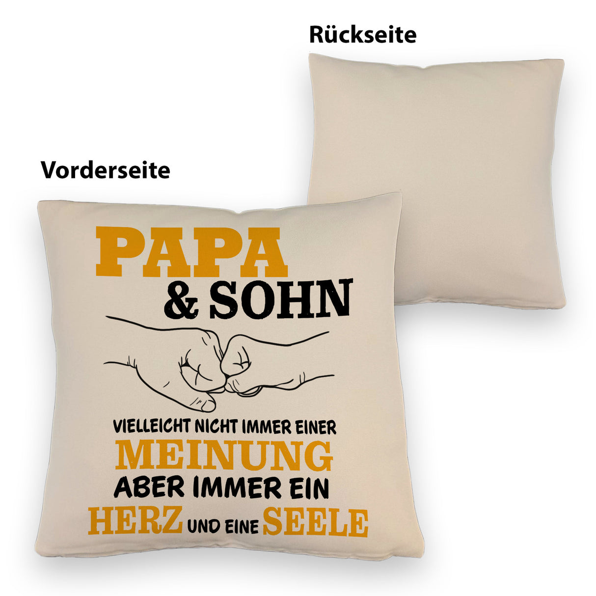 Papa & Sohn Kissen mit Spruch Ein Herz und eine Seele
