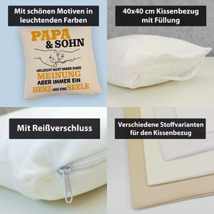 Papa & Sohn Kissen mit Spruch Ein Herz und eine Seele