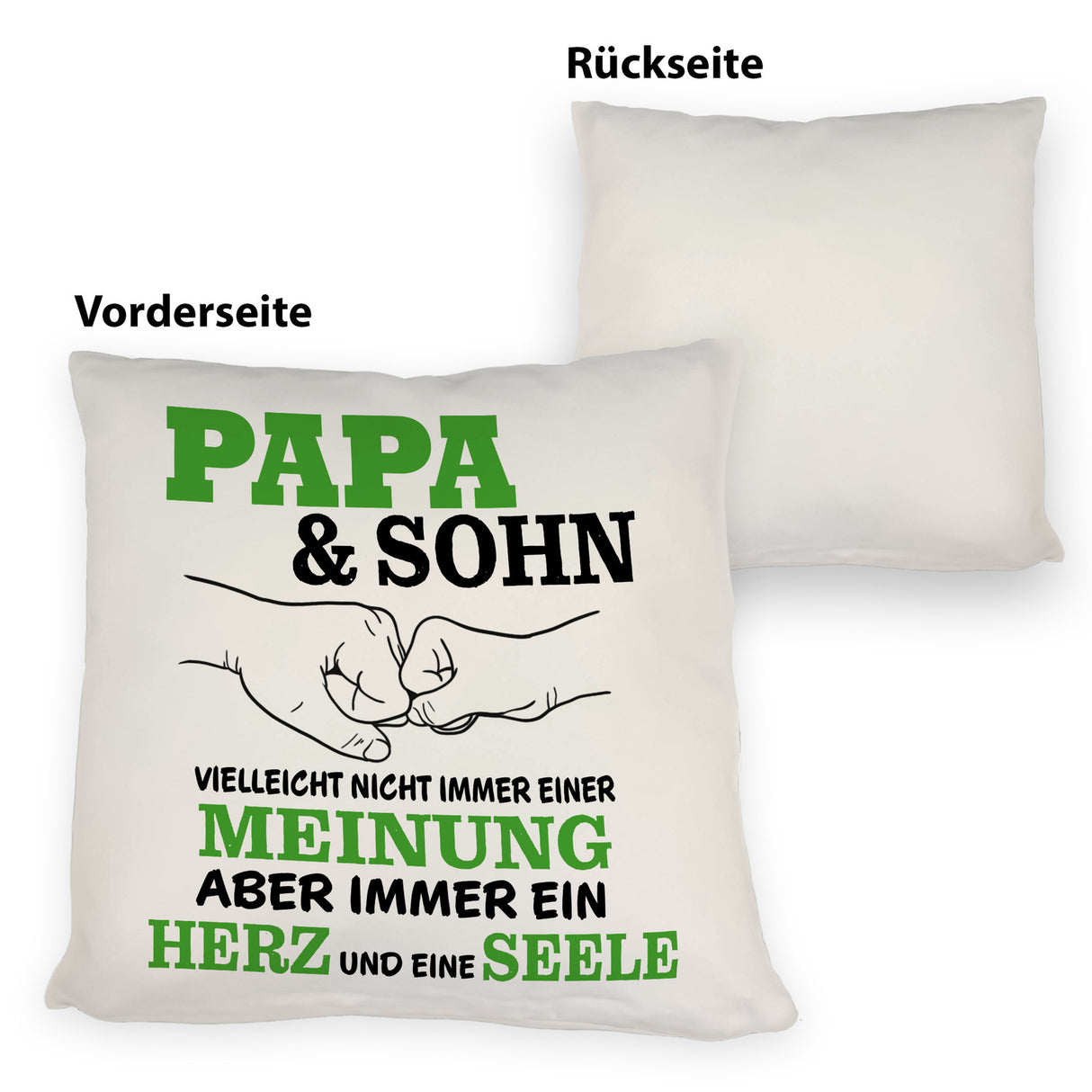 Papa & Sohn Kissen mit Spruch Ein Herz und eine Seele