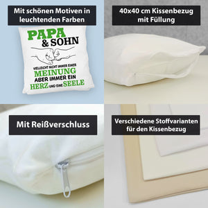 Papa & Sohn Kissen mit Spruch Ein Herz und eine Seele