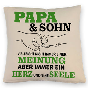 Papa & Sohn Kissen mit Spruch Ein Herz und eine Seele