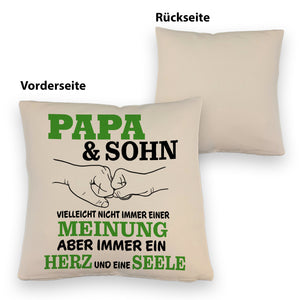 Papa & Sohn Kissen mit Spruch Ein Herz und eine Seele