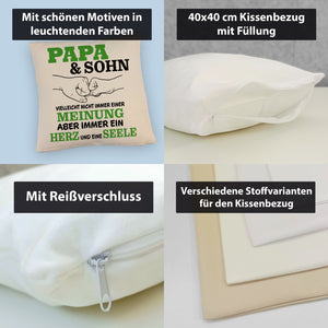 Papa & Sohn Kissen mit Spruch Ein Herz und eine Seele