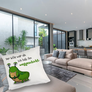 Freches Monster Kissen mit lustigem Spruch