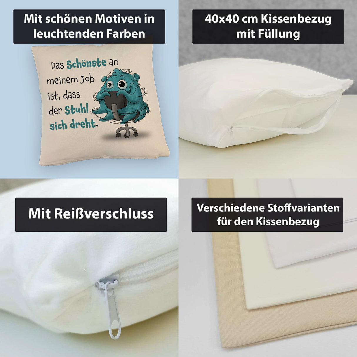 Freches Monster Kissen mit lustigem Spruch