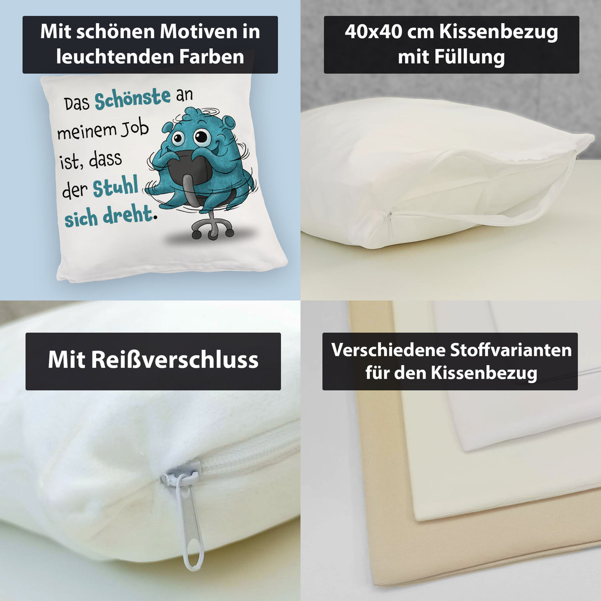 Freches Monster Kissen mit lustigem Spruch