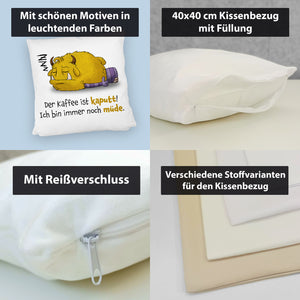 Freches Monster Kissen mit lustigem Spruch