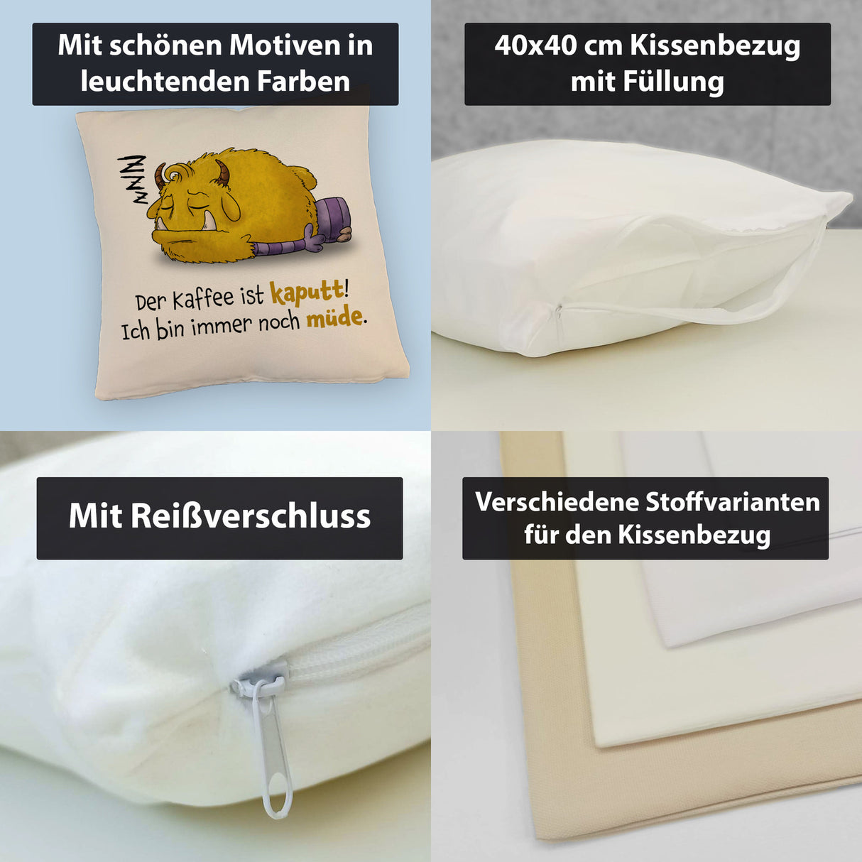 Freches Monster Kissen mit lustigem Spruch
