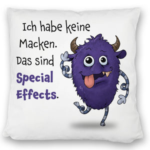 Freches Monster in dunkelblau Kissen mit lustigem Spruch
