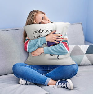 Freches Monster in dunkelblau Kissen mit lustigem Spruch