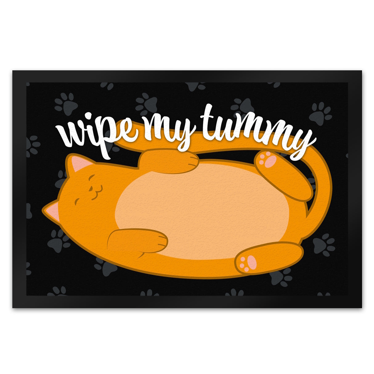 Wipe my tummy Katze Fußmatte in 35x50 cm und Spruch