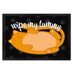 Wipe my tummy Katze Fußmatte in 35x50 cm und Spruch