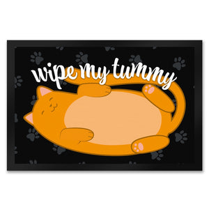 Wipe my tummy Katze Fußmatte in 35x50 cm und Spruch
