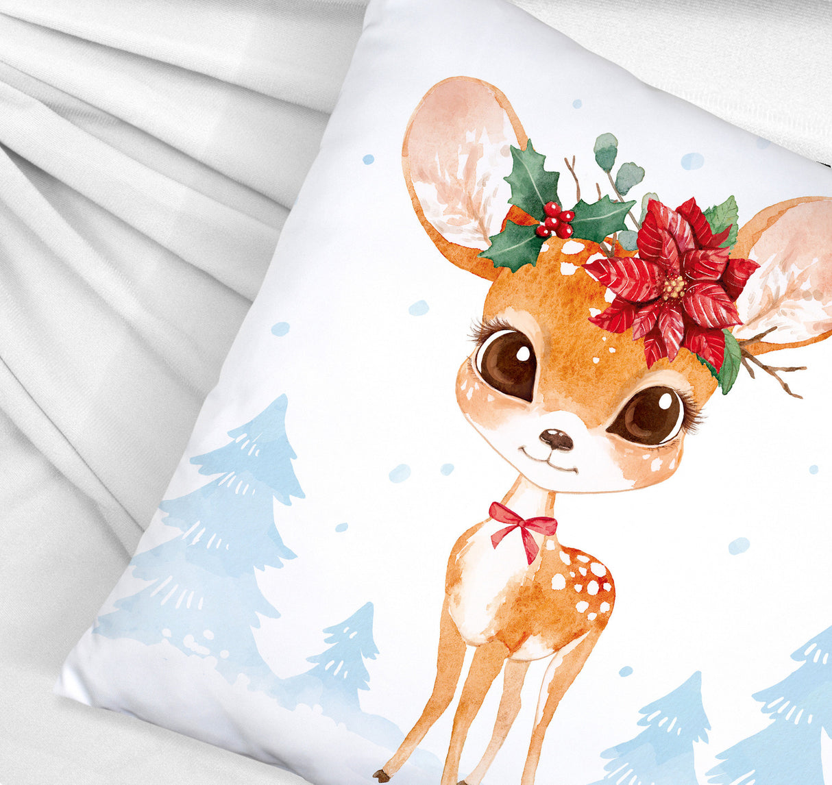 Oh deer Rehkitz Kissen im Aquarell-Stil