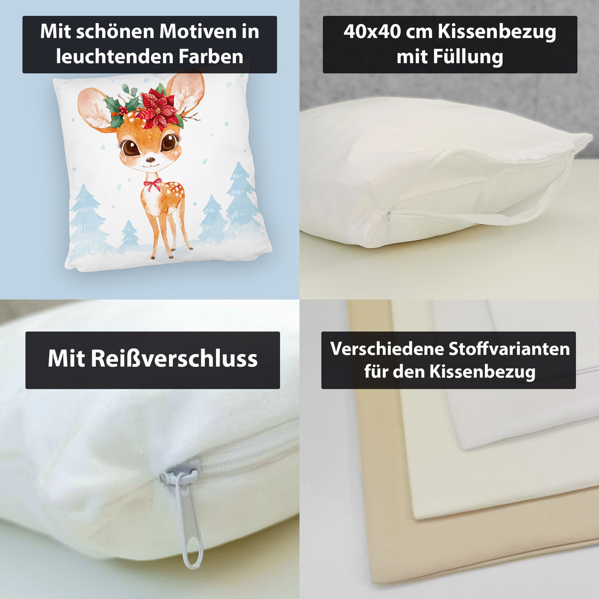 Oh deer Rehkitz Kissen im Aquarell-Stil